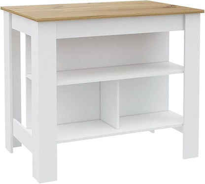 Modern Dining Table Kitchen Island Table with Shelves Adjustable Sturdy Stable Easy Clean Console Counter Luxury,Multicolor-ParticleB