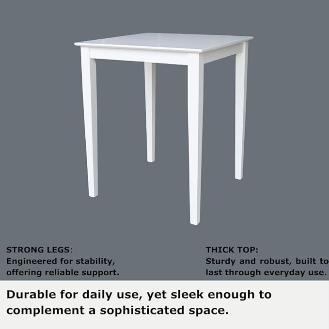 International Concepts Solid Wood Top Counter Height Dining Table, White