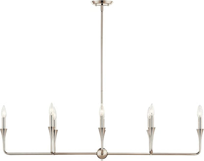 Kichler Alvaro 8-Light Linear Chandelier, Soft Modern Light in Polished Nickel, for Dining Room or Kitchen (24.25" x 11.5" x 45.5"), 52693PN