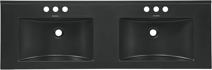 48" Ceramic Vanity Top Double Basins in Matte Black with 3 Holes