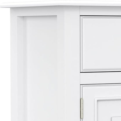 SIMPLIHOME Connaught 51-inch Wide Solid Wood Storage Cabinet in White for the Entryway, Mudroom, 3 Drawers and Adjustable Shelves, Traditional Style, Space-Saving Design