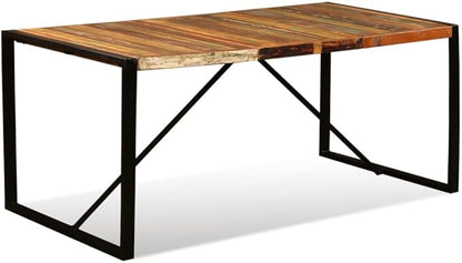 Industrial Dining Table 70.9 Inch Reclaimed Wood Kitchen Table with Steel Legs Rustic Modern Design for Dining Room and Home