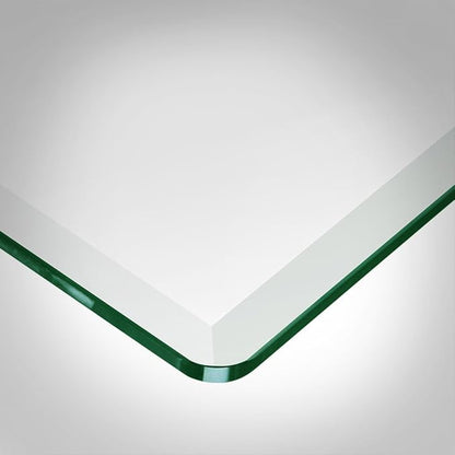 Dulles Glass 60 inch Square Glass Table Top - Tempered - 1/2" Thick Glass Surface, Safe Beveled Edge, Radius Corners, Multipurpose for Dining Table, Patio, Coffee and End Table