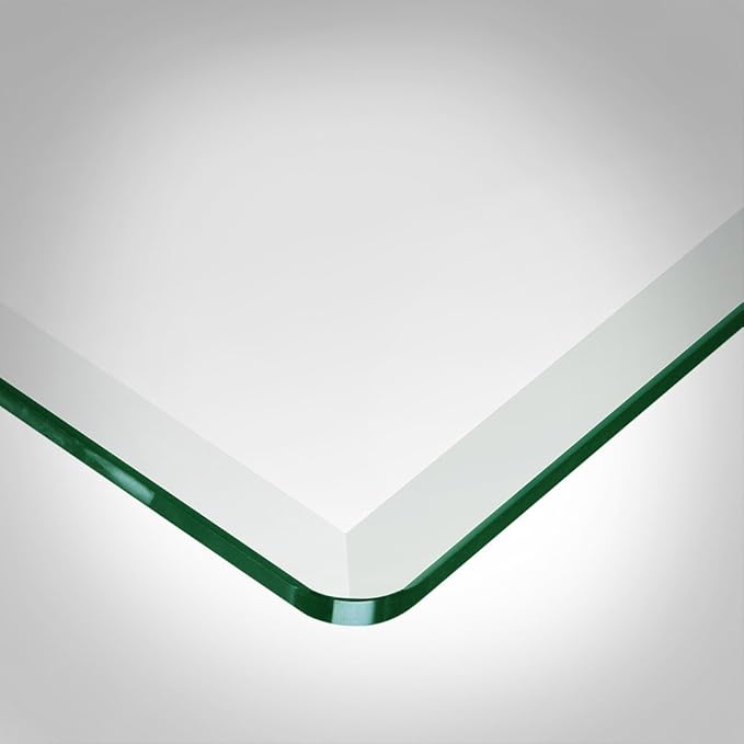 Dulles Glass 40 inch Square Glass Table Top - Tempered - 1/2" Thick Glass Surface, Safe Beveled Edge, Radius Corners, Multipurpose for Dining Table, Patio, Coffee and End Table