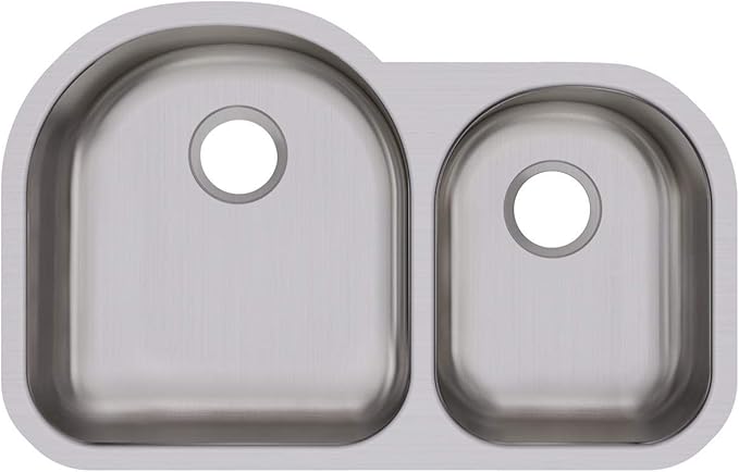 Dayton DCFU3119R Offset 60/40 Double Bowl Undermount Stainless Steel Sink, Soft Satin