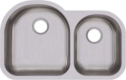 Dayton DCFU3119R Offset 60/40 Double Bowl Undermount Stainless Steel Sink, Soft Satin
