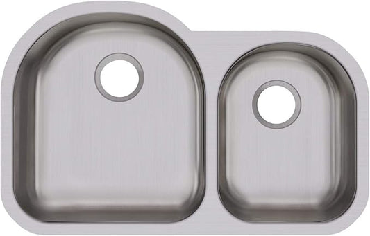 Dayton DCFU3119R Offset 60/40 Double Bowl Undermount Stainless Steel Sink, Soft Satin