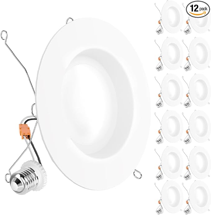 Sunco 12 Pack 6 Inch LED Can Lights, Retrofit Recessed Lighting, Smooth Trim, 965 LM, 13W (75W Equivalent), 4000K Cool White, Dimmable, Damp Rated UL.