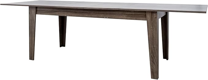 106.3" Wood Expandable Dining Table for 8-12 Person, Modern Extendable Dining Room Table Large Rectangle Dining Table with Leaf Extension Pedestal Dining, Dark Oak