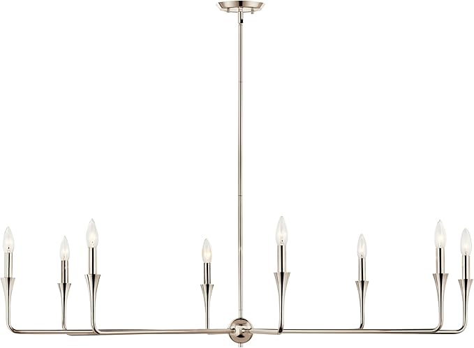 Kichler Alvaro 8-Light Chandelier, Soft Modern Light in Polished Nickel, for Great Room or Large Living or Dining Room (23.25" x 50"), 52691PN