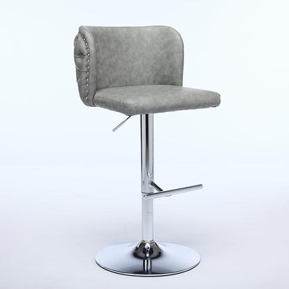 Furniture,Swivel Adjusatble Seat Height with Chrome Base, Modern PU Upholstered Bar Stools with The Whole Back Tufted, for Home Pub and Kitchen Island,Gray, Set of 2