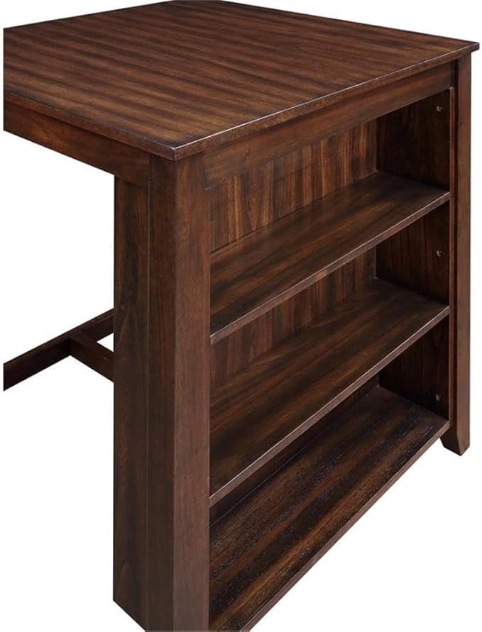 New Classic Furniture Gia Counter Table with Two Dining Chairs and Storage Shelf, 30-Inch, Cherry Brown