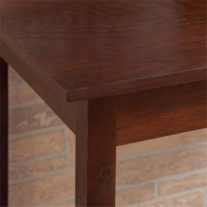 Linon Tavern Espresso Counter Height Table with 2 Stools - Kitchen Bar Set Sea Grass/Rush Seat