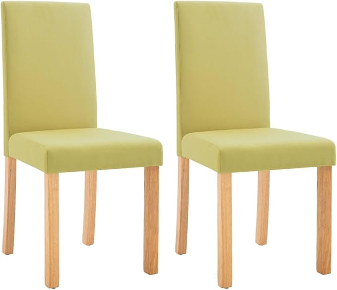 Farmhouse Dining Chairs Set of 2 Green Fabric Upholstered with Rubber Wood Frame for Kitchen Dining Room Modern Comfortable Accent Furniture
