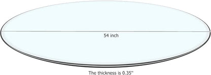 54" Tempered Glass Table Top Round Transparent Table Surface 3/8'' Thick Pencil Polished Edge Multipurpose for Dining, Coffee, Restaurant and End Table (54 inch)