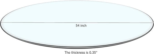54" Tempered Glass Table Top Round Transparent Table Surface 3/8'' Thick Pencil Polished Edge Multipurpose for Dining, Coffee, Restaurant and End Table (54 inch)