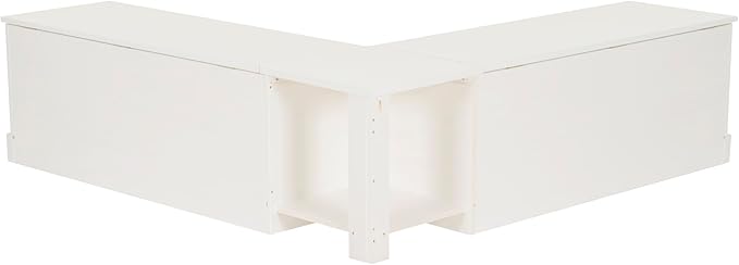 Linon Tobin White Dining Nook with Hidden Storage Includes Beige Cushion Set and Pillows