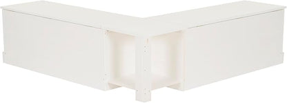Linon Tobin White Dining Nook with Hidden Storage Includes Beige Cushion Set and Pillows