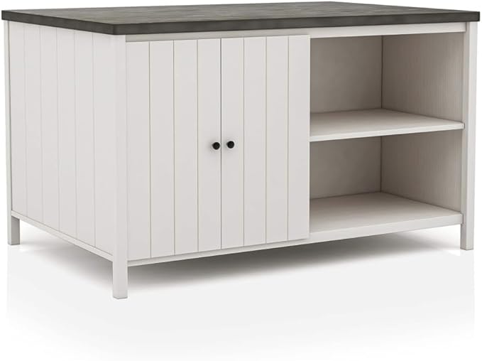 Counter Height Dining Table with Storage Cabinet Base Solid Wood Construction for Kitchen Island Seating