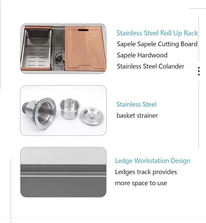 Logmey 36 Inch Drop in Farmhouse Kitchen Sink 36x22 Stainless Steel Workstation Topmount Apron Front Farm Sink 16 Gauge Single Bowl 10" Deep Sinks 36x22x10