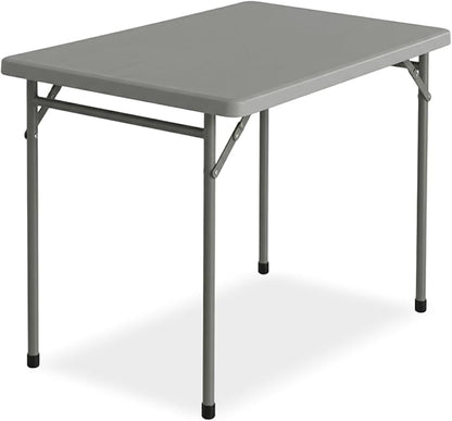 3ft Rectangular Folding Table for All-Occasion, Foldable Table with HDPE Tabletop and Steel Legs, Durable and Stable Small Folding Table, Perfect for Camping, Picnic, Party, Indoor & Outdoor, Grey