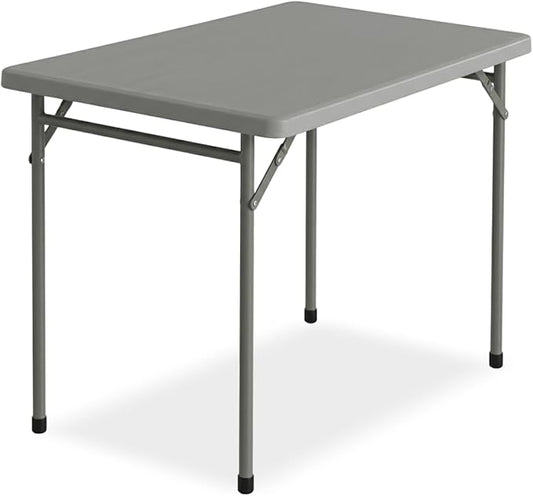 3ft Rectangular Folding Table for All-Occasion, Foldable Table with HDPE Tabletop and Steel Legs, Durable and Stable Small Folding Table, Perfect for Camping, Picnic, Party, Indoor & Outdoor, Grey