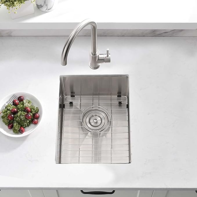 12 Inch Undermount Stainless Steel Bar Sink- Wesliv 12x16 Undermount Small Bar Kitchen Sinks 16 Gauge Stainless Steel Outdoor Rv Wet Sinks with Bottom Grid & Drain