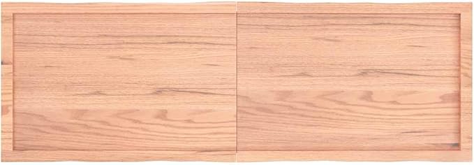 Solid Oak Live Edge Table Top 63x19.7x1.6 in Beige Varnished Wood Countertop for Dining Room Home Office Modern Rustic Design Easy Assembly