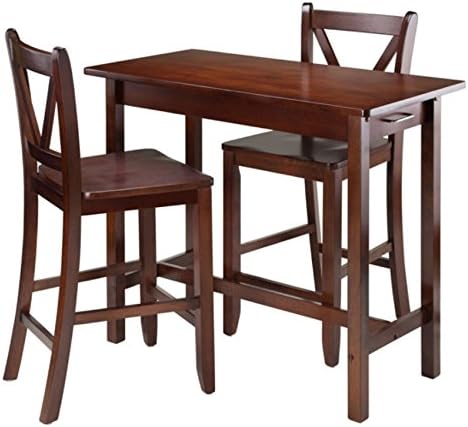 Ergode Sally 3-Piece Kitchen Island Table Set | 2 Drawers | Saddle Seat Stools | Space-Saving & Stylish | (94364-VV)