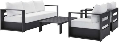Modway Tahoe Aluminum 4-Piece Outdoor Patio Set in Gray White
