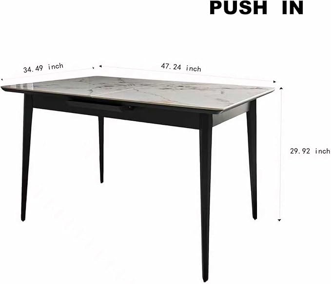 Extendable Dining Room Table, 51”-59”Large Kitchen Table Set for 6 to 8 People，Faux Marble Tabletop Foldable Tables for Conference Room (1 Table Only) (51”-59”)