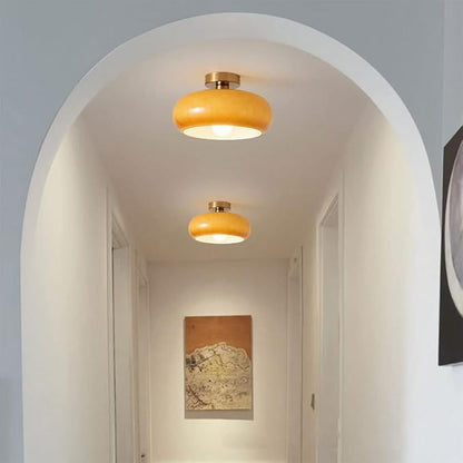 Nordic Vintage Ceiling Light Fixture Denmark Mid Century Modern Nostalgia Semi Flush Mount Ceiling Light with Orange White Glass Shade for Restaurant Cafe Loft Bedroom Hallway 10.6inch