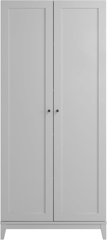 Prepac Yaletown 72" Tall Storage Cabinet with Wood Legs, Pantry Cabinet with 3 Adjustable Shelves, Bathroom, Kitchen and Home Organization in White, 16" D x 32" W x 72" H
