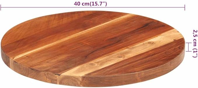 Solid Acacia Wood Round Tabletop 15.7 inch 0.98-1.06 inch Thick Rustic Butcher Block Counter Top for Dining Coffee Bar or DIY Desk
