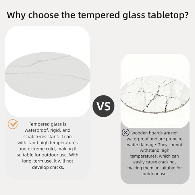 Round Table Top Multiple Sizes - Tempered Glass with Marble Design, Shatter-Resistant & Heatproof Surface Protector, Multipurpose for Dining/Coffee/Patio/End Table DIY Replacement (Gray, 30 inch)