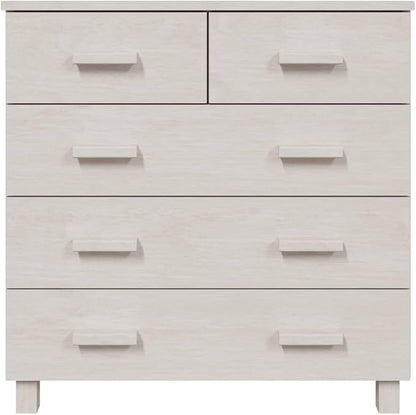 White Solid Pinewood Sideboard, Modern Buffet Cabinet with 5 Drawers, Sliding Doors, 15.7x31.1x31.5 Inch Storage for Living Room, Dining Room Kitchen Furnitur