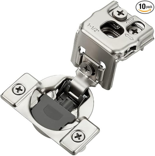 HOME EDIT 10 Pack 5 Pairs 1-1/2 inch Overlay Soft Close Cabinet Hinges for Kitchen, Stainless Steel Three-Way Adjustable, Concealed Self-Closing Door Hinges