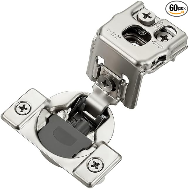 HOME EDIT 60 Pack 30 Pairs 1-1/2 inch Overlay Soft Close Cabinet Hinges for Kitchen, Stainless Steel Three-Way Adjustable, Concealed Self-Closing Door Hinges