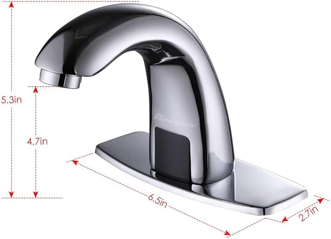 Charmingwater Touchless Bathroom Sink Faucet with Thermostatic Valve, Motion Automatic Sensor Faucet with Hole Cover Plate, Chrome