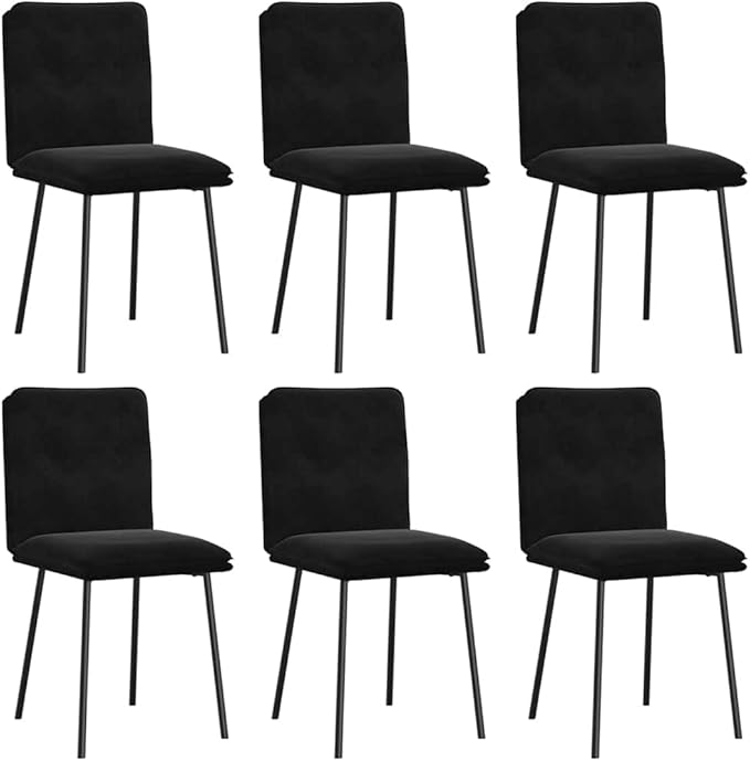 6-Piece Black Velvet Dining Chairs Set with Metal Wood Frame, Modern Accent Chairs for Kitchen Living Room Farmhouse Decor