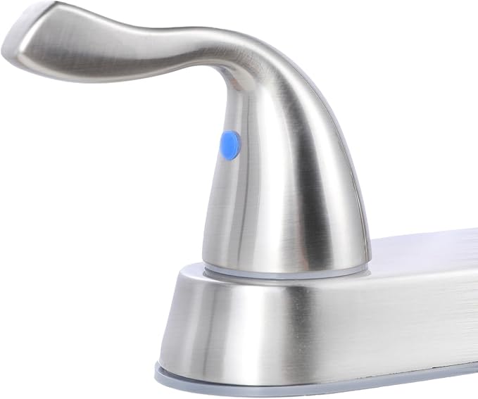 HOTIS Kitchen Faucet with Side Sprayer, 2 Handle 3 or 4 Hole Kitchen Sink Faucets 8 Inch RV Kitchen Faucet with Supply Lines, 360 Swivel Kitchen Faucet Brushed Nickel, HT-SLYT004L-S-1