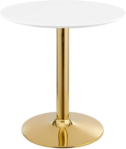 Modway Verne Round Modern 28" Dining Table in Gold White