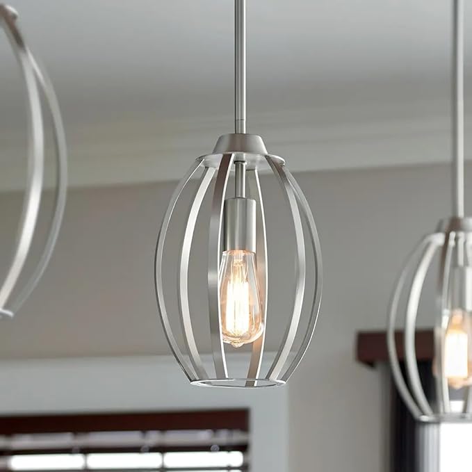 Kichler Tao 12" Kitchen Pendant in Brushed Nickel Finish, (12" H x 8" W), 44054NI