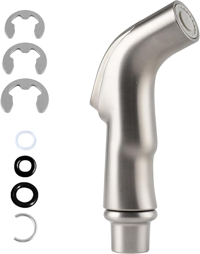 Universal Sink Sprayer Attachment for Faucet, Kitchen Side Sprayer Head Compatible with Delta, Moen, Kohler and Other OEM Brands Pull Out Spray Head, Brushed Nickel, Ergonomic Design