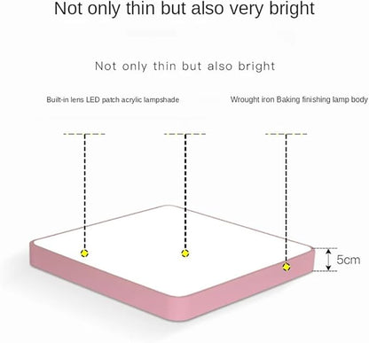 LED Ceiling Light Fixture,20 Inch Modern Square Recessed Ceiling Lights,Dimmable Light,48W Pink 3000K-6000K Close to Ceiling Lighting Flush Mount Living Room Bedroom