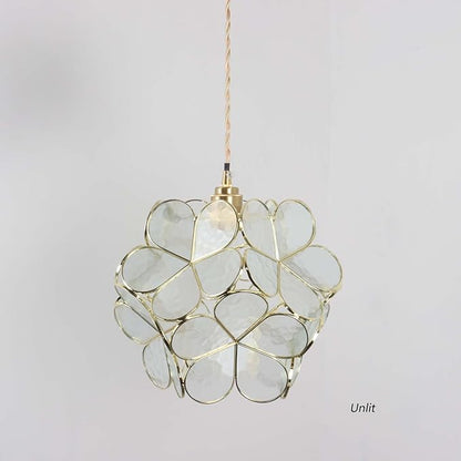 Bieye L10915 Petals Tiffany Style Stained Glass Ceiling Pendant Light for Home Decoration (Clear, 12" Cherry Blossom)