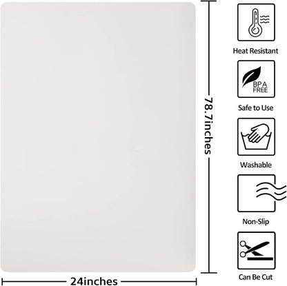 Silicone Mats for Kitchen Counter, Nonslip Silicone Mats for Crafts Countertop Protector Heat Resistant Mat (78.7” x 24” x 0.08”, Beige)