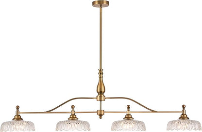 HDDFL Chandeliers Light Pendant Light Fixture Vintage Pendant Lighting Fixtures 4 Lights Chandelier Matte Brass Hanging Light Kitchen Glass Pendant Lights for Island Dining Room Living Room