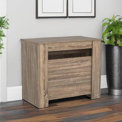 Pvillez Modern Expandable Dining Table - 118.5" Rectangle with Oak Pedestal & Leaf Extension for 8-12 Persons