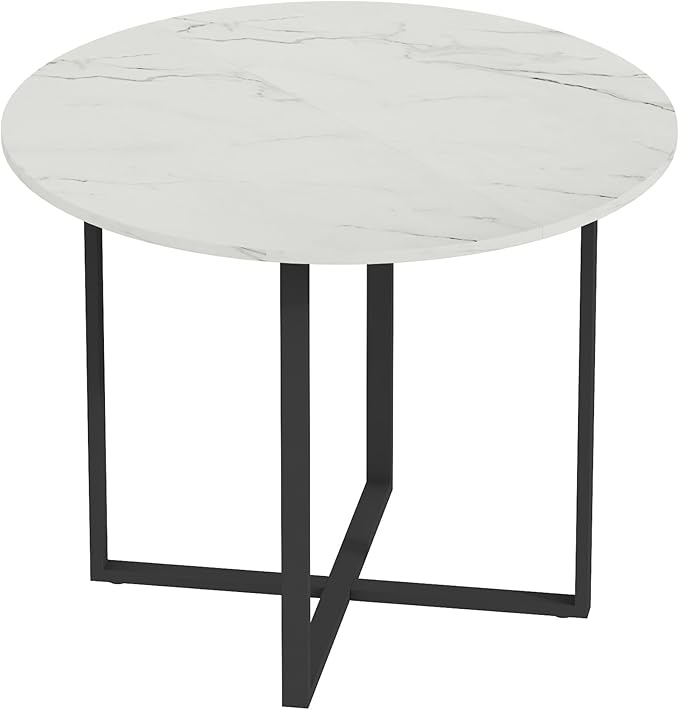 Round Dining Table Set for 4, Round Dining Room Table Set for 4 with Metal Leg and 4 Chairs, Small Kitchen Island with Seating for Small Spaces